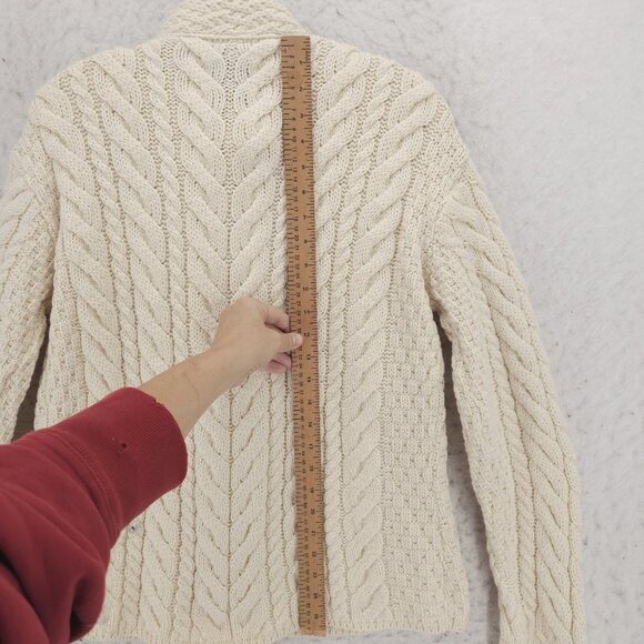 NWT ARAN Super Soft Merino Wool 3-Button Cardigan Asymmetrical Cable Knit XL - Picture 13 of 14